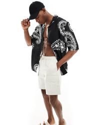 Only & Sons - Camisa Negra Con Estampado De Cachemir Y Cuello De Solapas De - Lyst