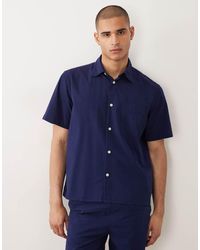 SELECTED - Camisa Azul Marino De Manga Corta De Sirsaca De (Parte De Un Conjunto) - Lyst