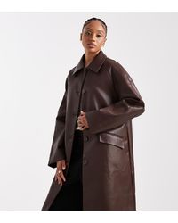 ASOS - Asos Design Tall Leather Look Car Coat - Lyst