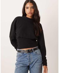 ASOS - Zachte Top Met Korsettaille En Lange Mouwen - Lyst