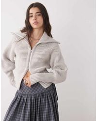 Weekday - Rib Knit Zip Through Cardigan - Lyst