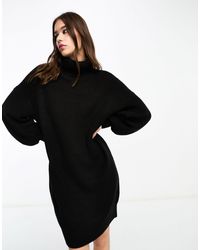 Noisy May - High Neck Wide Sleeve Knitted Jumper Dress - Lyst