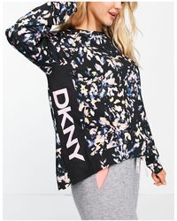 DKNY - Top de pijama negro técnico con estampado multicolor de punto de - Lyst
