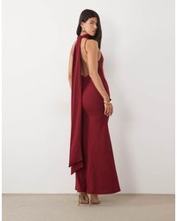 ASOS - Scarf Detail Maxi Dress With Plunge Back - Lyst