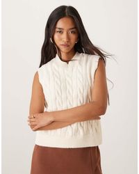 ASOS - Cable Stitch Tank Top With High V Neck - Lyst