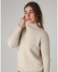 French Connection - Cotton Ribbed Knit High Neck Jumper - Lyst