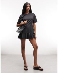 Monki - Mini Dress With Ruffle Hem Detail - Lyst