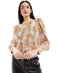 & Other Stories - High Neck Long Sleeve Blouse With Frill Shoulder And Volume Sleeves - Lyst