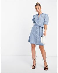 Lipsy Denim Shirt Dress in Black | Lyst