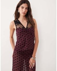 Motel - Kasia Co-Ord V Neck Lace Polka Dot Top - Lyst