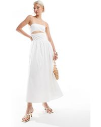 The Frolic - Exclusivité - - robe bandeau longue en popeline nouée dans le dos avec découpe - Lyst