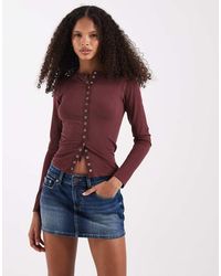 ASOS - Seamless Rib Popper Detail Long Sleeve Top - Lyst