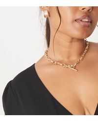 ASOS - Collar Corto De Cadena Gruesa Con Eslabones Retorcidos Y Cierre De Barra En Forma De "T" De Asos Design Curve - Lyst