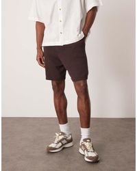 ASOS - Pantalones Cortos Marrones Extragrandes De Punto Medio De Algodón De (Parte De Un Conjunto) - Lyst