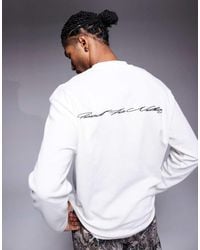 Good For Nothing - T-Shirt Oversize A Maniche Lunghe Bianca Lavorata A Nido D'Ape Con Ricamo Del Logo - Lyst