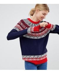 ASOS Asos Design Tall Sweater In Vintage Fairisle - Blue