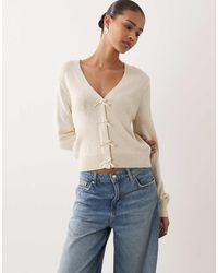 Mango - V Neck Jumper With Bow Detail - Lyst