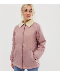 ASOS Tech-Jacke mit Borg-Kragen - Pink