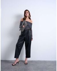 TOPSHOP - Faux Leather Awkward Length Pull On Trouser - Lyst