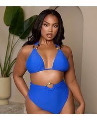 Moda Minx Curve - X Bernadette Afia Triangle Bikini Top With Gold Hardware Detail - Lyst
