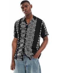 Jack & Jones - Camisa Extragrande A Rayas Estampadas De -Negro - Lyst