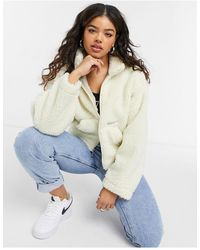 Nike Cropped Fleece Jack Met Borg - Naturel