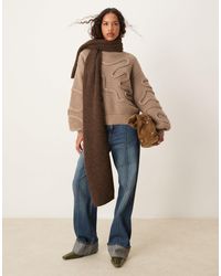ASOS - Knitted High Neck Jumper With Abstract Stitch Detail - Lyst