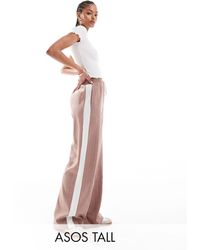 ASOS - Asos design tall - pantaloni color visone a righe con pannello a contrasto - Lyst