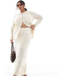 Vero Moda - Falda Larga Color Crema De Croché De (Parte De Un Conjunto)-Blanco - Lyst