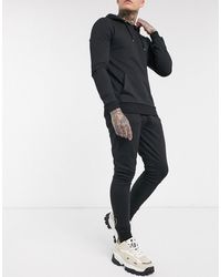 ASOS Muscle Tracksuit With Hoodie & Gold Zip sweatpants - Black