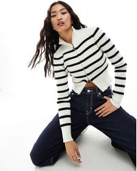 Bershka - Rib Knitted Zip Up Jumper - Lyst