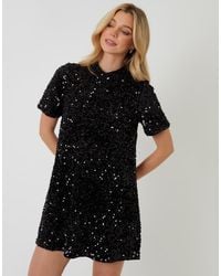 Threadbare - High Neck Sequin Velour Mini Dress - Lyst