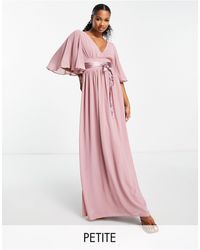 TFNC London - Bridesmaid Kimono Sleeve Pleated Maxi Dress With Angel Sleeve - Lyst