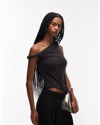 ASOS - Top Con Hombro Caído Y Detalle Retorcido De Modal De - Lyst