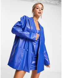 4th & Reckless - Leather Look Oversized Blazer - Lyst