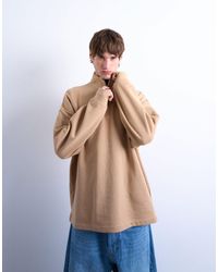 TOPMAN - Heavyweight Oversized Fit 1/4 Zip Sweatshirt - Lyst