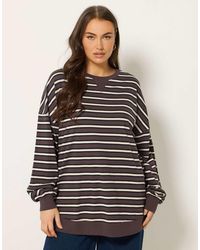 Yours Clothing - Stripe Balloon Sleeve Oversized Top - Lyst