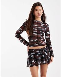 Collusion - Slash Neck Long Sleeve Mesh Top - Lyst
