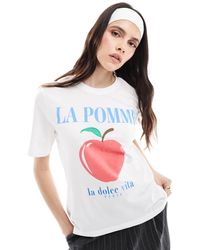 ONLY - Boxy T-shirt With Apple Print - Lyst