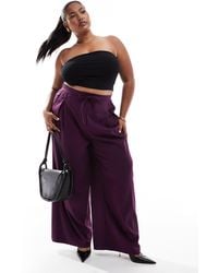 ASOS - Asos Design Curve Tailored Tie Waist Wide Leg Trousers With Pleat Detail - Lyst