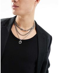 ASOS - Confezione Da 3 Collane A Catenina Spessa Ed Effetto Metallo Fuso Con Ciondolo - Lyst