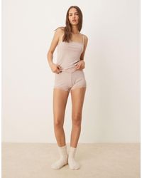 ASOS - Mix & Match Rib And Lace Knicker Pyjama Short - Lyst