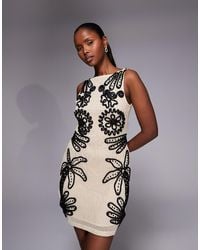River Island - Floral Embroidered Mini Dress - Lyst
