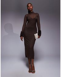 AFRM - Turtleneck Midi Dress With Mini Ruffle Sleeves - Lyst