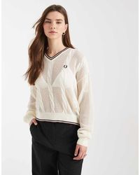 Fred Perry - Mesh Cable Knit Logo Jumper - Lyst
