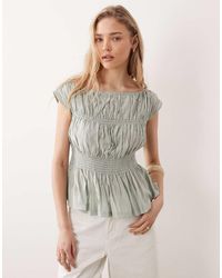 Threadbare - Shirred Cap Sleeve Top - Lyst