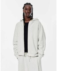 Pull&Bear - Sweat à capuche zippé avec plis - chiné - Lyst