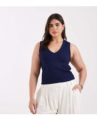 ASOS - Asos Design Curve Ribbed V-neck Singlet - Lyst