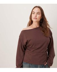 ASOS - Asos Design Curve Long Sleeve Off Shoulder Corset Waist Tee - Lyst