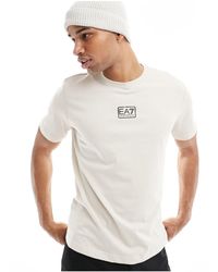 EA7 - Armani - - t-shirt avec logo encadré au centre - beige - Lyst